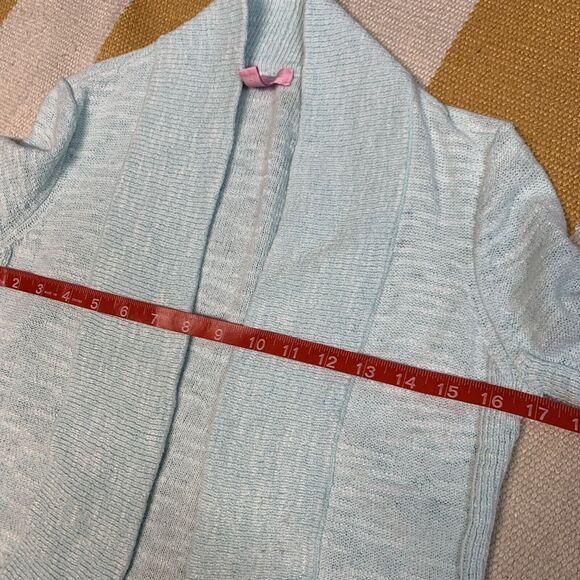 Lilly Pulitzer Amalie Longer Open Curved Hem Cardigan Sweater Sky Blue Sz Small - Picture 7 of 7